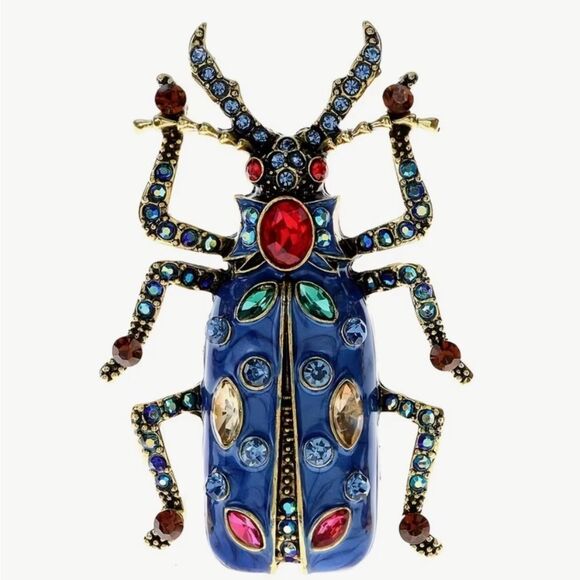 💥 Heidi Daus gorgeous multicolored crystal beetle brooch 💥 - Picture 3 of 6
